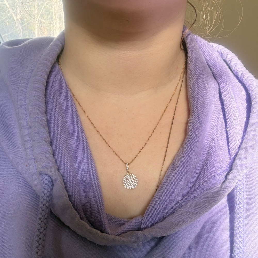 Beautiful 18k solid gold .49 ctw and Genuine Pave Diamond Pendant necklace 💎 - Picture 8 of 16